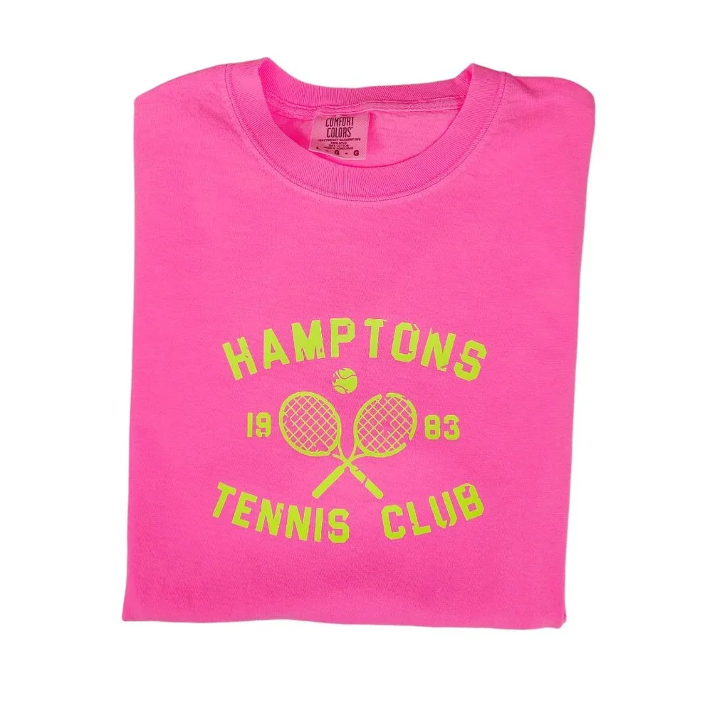 Neon Pink Hamptons Tennis Club T-Shirt - Picture 5 of 7